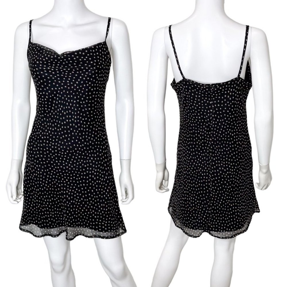 Rampage Vintage 90s Y2K Cowl Neck Printed Slip Dress in Black Junior’s Size 7